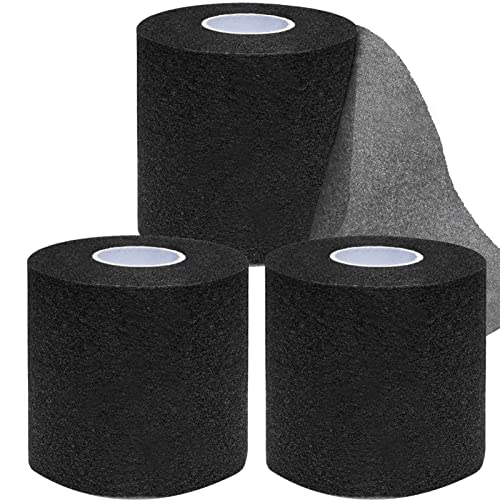 ADMITRY Pre Wrap Tape Athletic,3 Rolls Black Prewrap Headbands for Hair,Foam Underwrap Sports Wrap