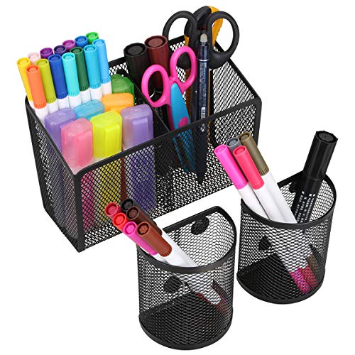 Magnetic Pencil Holder, Metal Strong Magnet Pen Cup Magnetic Marker Storage Basket Organizer to Hold Whiteboard Refrigerator Fridge Locker Accessories Teacher Must Haves Classroom School Supplies