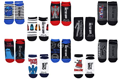 Everything Legwear Doctor Who Socks Merchandise (10 Pair) - (Women) Dr Who Gifts Cosplay Low Cut Socks - Fits Shoe Size: 4-10 (Ladies)