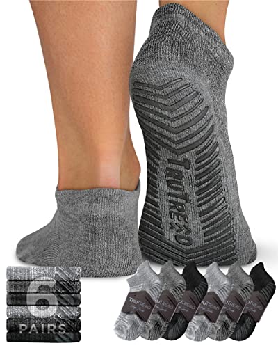 TruTread Pilates Socks with Grips for Women and Men - 6 Pairs Yoga Socks for Women | Yoga Socks for Men | Pure Barre Socks