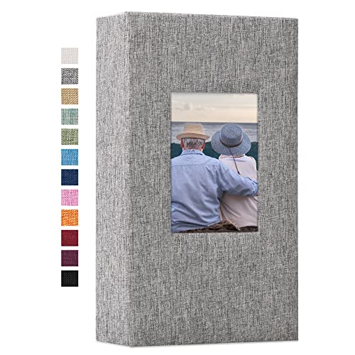 Vienrose Linen Photo Album 300 Pockets for 4x6 Photos Fabric Cover Photo Books Slip-in Picture Albums Wedding Baby Grey