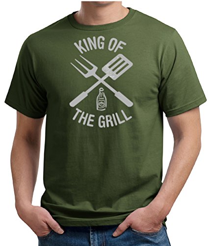 King Of The Grill Organic T-shirt Barbecue Utensils Adult Tee Shirt, XL, City Green