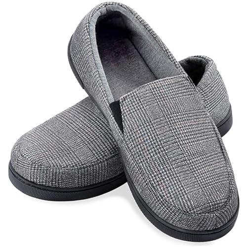 Zizor Men's Lightweight House Slipper with Memory Foam, Cozy Closed Back Bedroom Slipper for Indoor Outdoor, Gift for Father/Dad (Light Grey, Size 10)