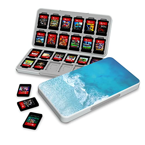 HEATFUN Switch Cartridge Case, Game Card Case for Nintendo Switch and Switch OLED with 24 Game Slots and Micro SD Card Slots - Sea Theme