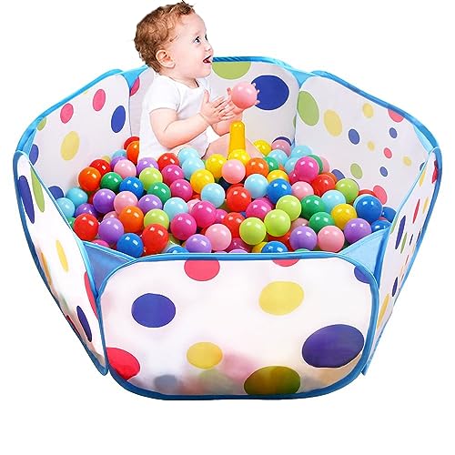 Kids Ball Pit, Blue Large Pop Up Toddler Ball Pits Play Tent for Toddlers 1-3 Girls Boys for Indoor&Outdoor Play Tent with Zipper Storage Bag, Balls Not Included, 39.4 Inch