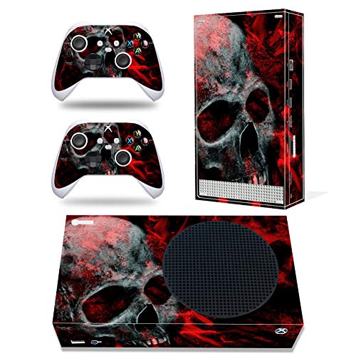 Whole Body Protective Vinyl Skin Decal Cover for Microsoft Xbox Series S Console, Blood Skull Xbox Series S Skins Wrap Sticker with Two Free Wireless Controller Decals