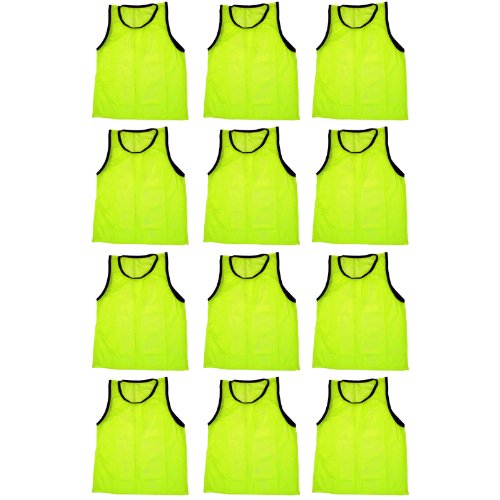 BlueDot Trading Youth 12 Yellow Sports Pinnie- 12 Scrimmage Training Vests