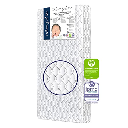 Dream On Me 5' 88 Coil Crib and Toddler Mattress with Waterproof Cover - Greenguard Gold & JPMA Certified, 10 Year Warranty, Made in USA