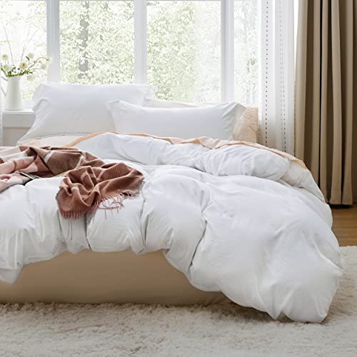 Bedsure White California King Duvet Cover - Soft Prewashed Cal King Duvet Cover Set, 3 Pieces, 1 Duvet Cover 104x98 Inches with Zipper Closure and 2 Pillow Shams, Comforter Not Included
