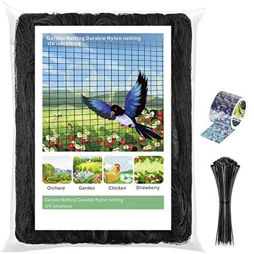 WOSCMI 25' x 50' Bird Netting Nylon for Garden Fruit Trees Chicken Coop Poultry Netting with 3/4'' Mesh Size