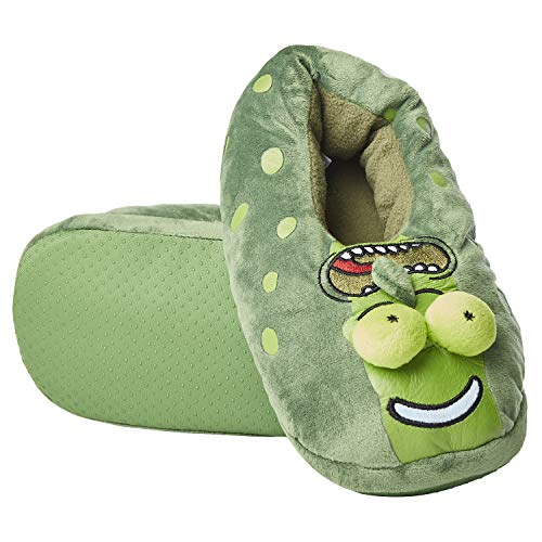 RICK AND MORTY Mens Slippers - Rick Sanchez, Pickle Rick, Morty Smith Footwear (Pickle Size 12) Green