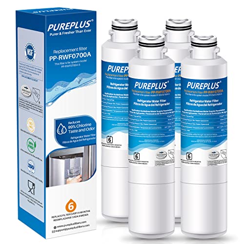 PUREPLUS DA29-00020B Replacement for Samsung DA29-00020A/B, DA29-00020B-1, RF28HMEDBSR, RF263BEAESR, RFG297HDRS, HAF-CIN/EXP, RF4287HARS, RF28HFEDBSR, 469101, RWF0700A Refrigerator Water Filter, 4PACK