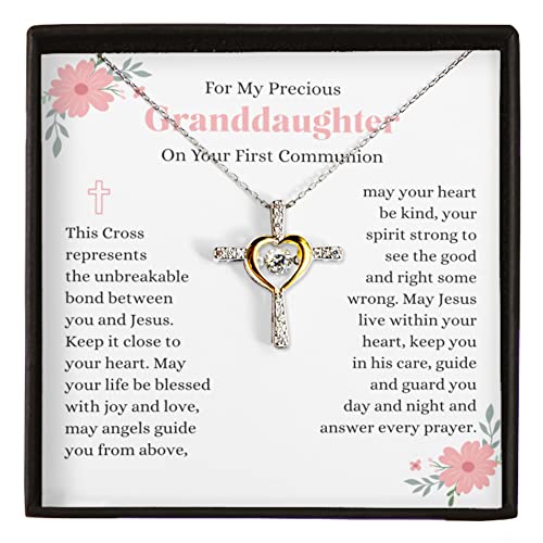 With Love & Co First Holy Communion Gift For Granddaughter Cross Necklace, First Communion Gifts For Girls, Granddaughter 1st Communion Gifts, Catholic, Teenage Girl