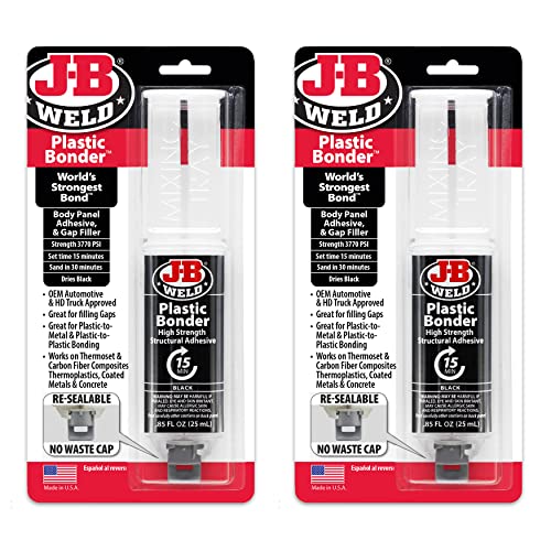J-B Weld Plastic Bonder Black 25ml Syringe - 2 Pack (50139-2), 25 ml - 2 Pack