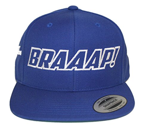 Just Ride Braaap Hat Flat Bill Snapback Sled Snowmobile (Blue/White)
