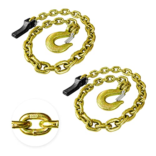 YATOINTO 2-Pack Grade 80 Trailer Safety Chain 35 Inch with 5/16'' Clevis Snap Hook and Chain Retainer | 21,000 lbs Break Strength | Transport Chain for Towing