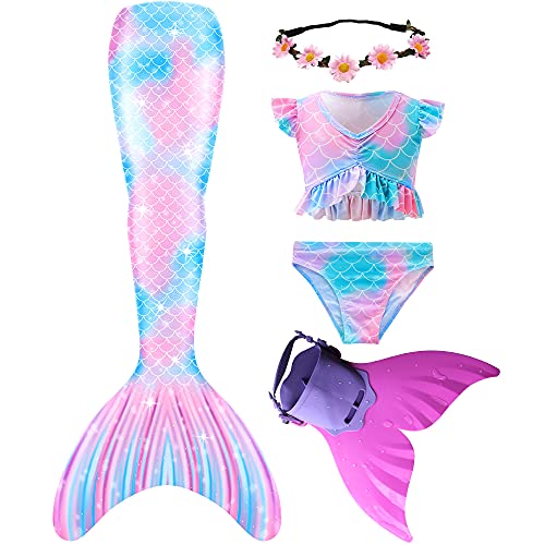 Wfundeals Mermaid Tails for Swimming with Monofin Swimsuit Costume Cosplay, Princess Bikini Set