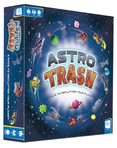 USAOPOLY Astro Trash Family Board Game | Fast Paced Family Dice Board Game | Be The First to Rid Your Planets of Cosmic Trash in This Fast Paced Family Fun Board Game to Win!