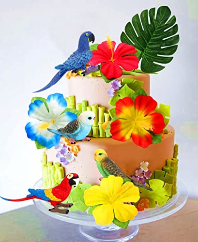 JeVenis Parrot Birthday Cake Decoration Tropical Bird Cupcake Decoration Parrot Party Supplies Tropical Bird Cake Decoration