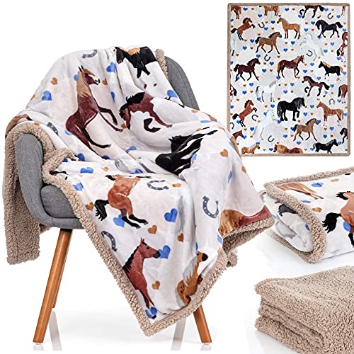 Horse Blanket for Girls - Ideal Horse Gifts for Girls - Soft & Cozy 50x60 inch Horse Throw Blanket, Loved by Kids and Granddaughters - Equestrian Gifts & Horse Gifts for Women