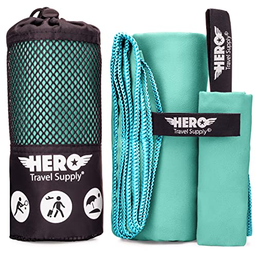 Hero Microfiber Towel for Travel, Camping, Backpacking, Beach, Gym – 24” x 48” (Includes Washcloth)