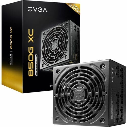 EVGA Supernova 850G XC ATX3.0 & PCIE 5, 80 Plus Gold Certified 850W, 12VHPWR, Fully Modular, ECO Mode with FDB Fan, 100% Japanese Capacitors, Compact 150mm Size, Power Supply 520-5G-0850-K1
