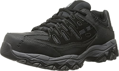 Skechers Men's Cankton Steel Toe Industrial Shoe, Black/Charcoal, 13 Wide