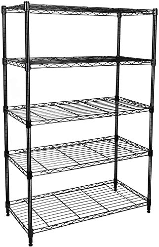 Simple Deluxe Heavy Duty 5-Shelf Shelving Unit 1250Lb Capacity, 29.92' D x 13.98' W x 62.99' H, 5 Tier, Black