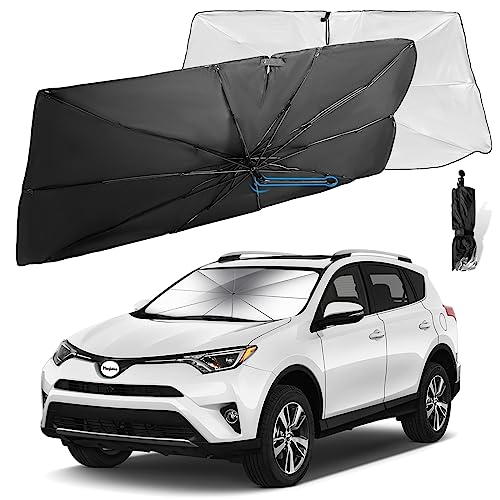 Moyidea Car Windshield Sun Shade - Foldable Umbrella Reflective Sunshade for Car Front Window Block UV Rays and Heat Car Visor Keep Vehicle Cool Cover Most Cars, SUV, Truck