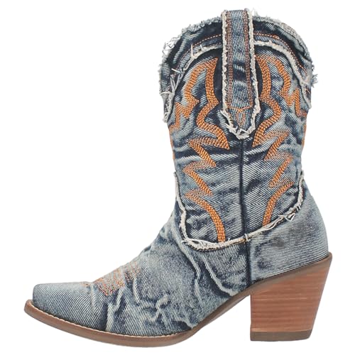 Dingo Womens Y'all Need Dolly Snip Toe Bootie Casual Boots Ankle Mid Heel 2-3' - Blue - Size 8.5 M