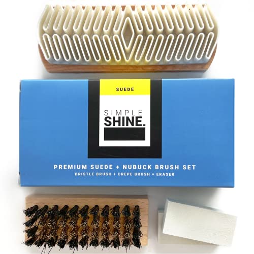 Simple Shine. Suede Shoe Cleaner - Premium Suede Brush Nubuck Cleaner Crepe Brush and Suede Eraser Set | Suede Brush for uggs | Complete Shoe Cleaning Bristle Brushes Kit for Nap Care