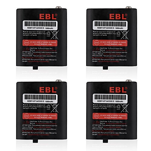 EBL Pack of 4 Two-Way Radio Rechargeable Batteries 3.6V 1000mAh for Talkabout 53615 KEBT-071A KEBT-071-B KEBT-071-C KEBT-071-D