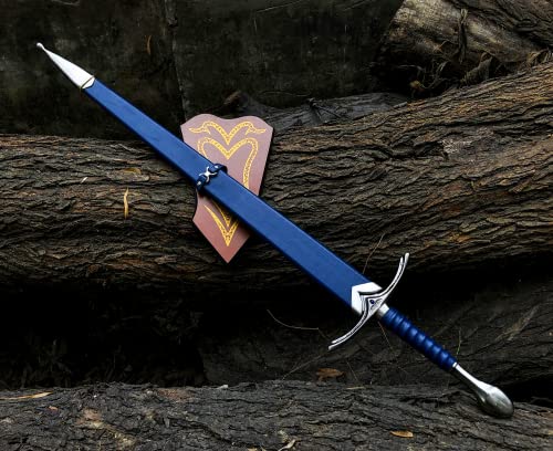 Handmade LOTR Glamdring Sword of Gandalf with Cover and Display Plaque - Medieval Sword