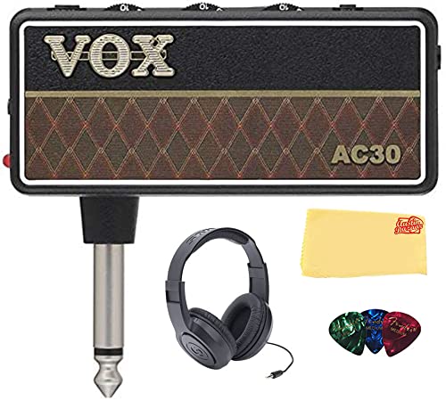 Vox amPlug 2 Headphone Guitar Amplifier - AC30 Bundle with Headphones, Picks, and Austin Bazaar Polishing Cloth