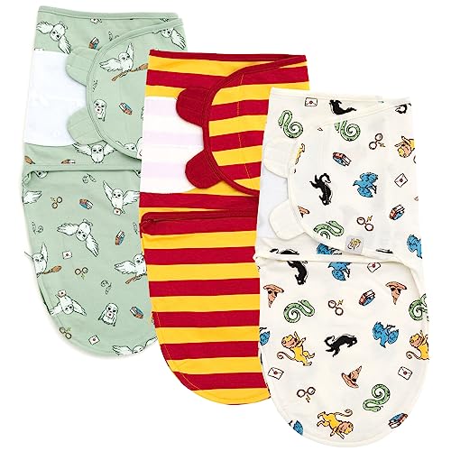 Harry Potter Hedwig Owl Newborn Baby Boys 3 Pack Swaddle Sacks Green/Maroon White 0-3 Months