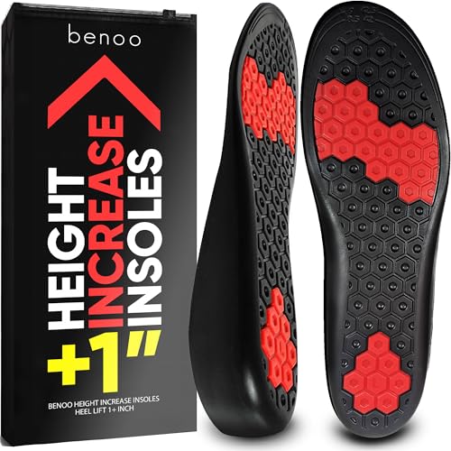 Height Increase Insoles for Men (+1 inch) Instant Height Booster Insoles, Trim to Fit, Comfortable, Shoe Heel Lift (Mens 10-11.5)