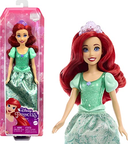 Mattel Disney Princess Toys, Ariel Fashion Doll, Sparkling Look with Red Hair, Blue Eyes & Tiara Accessory, Inspired by The Little Mermaid Movie