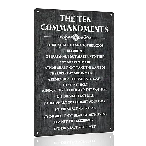 Gocolt The Ten Commandments Thou Shalt Have No Other Gods Before Me Metal Hanging Sign Inspirational Signs Gift Farmhouse Rustic Wall Art Home Office Living Room Wall Decoration 12 x 8 Inches…