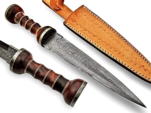 REG-2197 - Custom Handmade Damascus Steel 15 Inches Blade Knife - Perfect Grip Rose Wood Handle