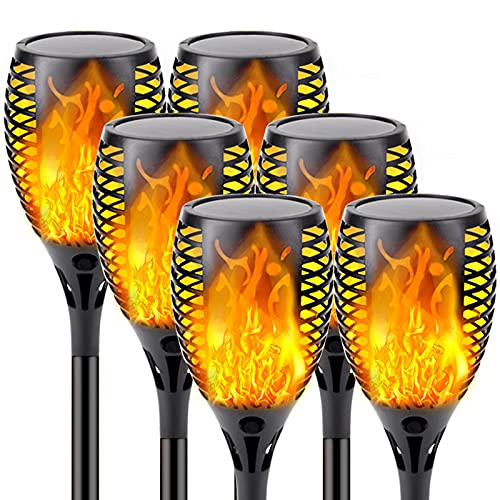 Upgraded Solar Lights Outdoor, 6 Pack Flickering Flame Solar Torch Lights with Super Larger Size for Garden Decor, Waterproof Solar Garden Lights, Solar Powered Outdoor Lights for Patio Yard Pathway
