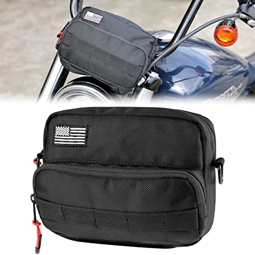 KEMIMOTO Motorcycle Bag, Motorcycle Handlebar Bag, Universal Handle Bar Bag, Tool Bag, Bicycle Bar Bag, Front Fork Storage Accessory Bag, Sissy Bar Bag Compatible with Cruiser Softail Dyna Sportsters