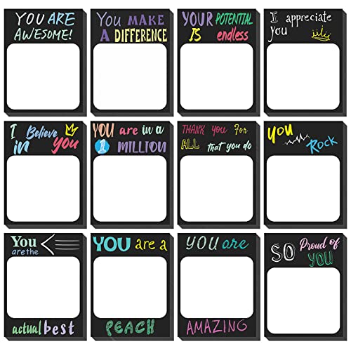 12 Pcs Modern Appreciation Sticky Notes 3 x 4 Inch Funny Inspirational Sticky Notes Motivational Memo Pads Positive Sticky Notes Gift for Teacher Women Office Supplies 30 Sheets Each (Classic Style)