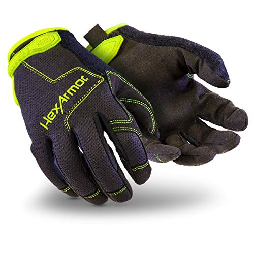 HexArmor Hex1 2132 High Vis Black General Duty Work Gloves with Touchscreen Compatibility, Large