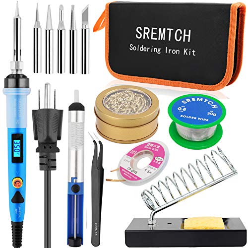 Electronics Soldering Iron Kit - 80W Digital LCD Solder Gun with ON/OFF Switch Adjustable Temperature Controlled and Fast Heating Thermostatic Design Welding Tools for DIY Welding Circuit Board (80W)