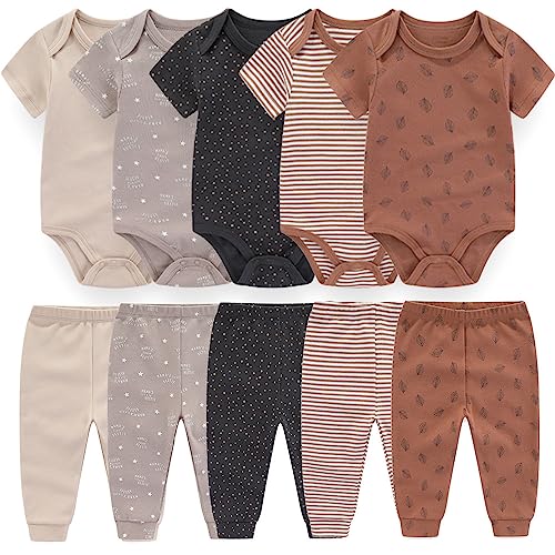 Kiddiezoom Baby Layette Set Baby Boys' 10-Piece Bodysuits Pants Set Toddler Girl Boy Unisex Baby Gift Sets…