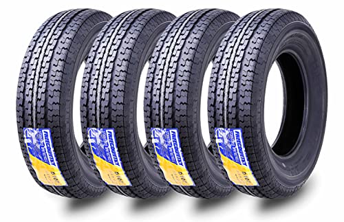 Grand Ride Set 4 FREE COUNTRY Trailer Tires ST205/75R15 205 75 15 8-Ply Load Range D Steel Belted Radial w/Featured Side Scuff Guard 8mm Tread Depth