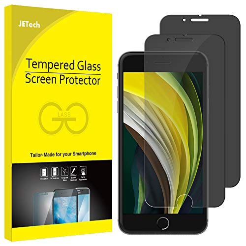 JETech Privacy Screen Protector for iPhone SE 3/2 (2022/2020 Edition), iPhone 8 and iPhone 7, Anti-Spy Tempered Glass Film, 2-Pack