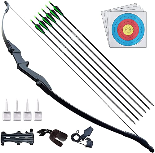 D&Q Archery Bow and Arrow for Adults Beginner Teenagers Youth, Takedown Recurve Bow 30Lbs 40Lbs Left and Right Handed, Archery Set Adults for Outdoor Target Hunting Training Practice (Black,40lbs)