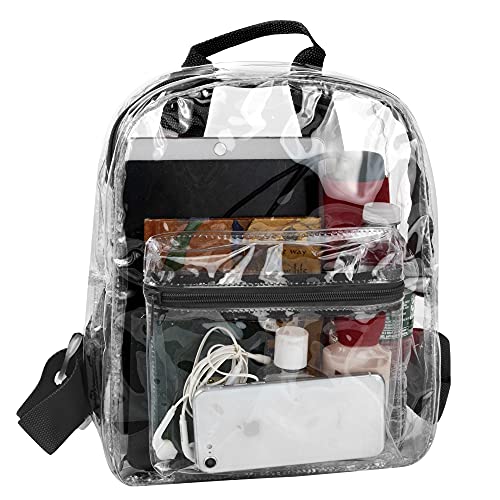 MADISON & DAKOTA Clear Mini Backpacks for Beach, Travel - Stadium Approved Bag with Adjustable Straps