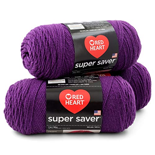 RED HEART Super Saver 3-Pack yarn, DARK ORCHID 3 Pack